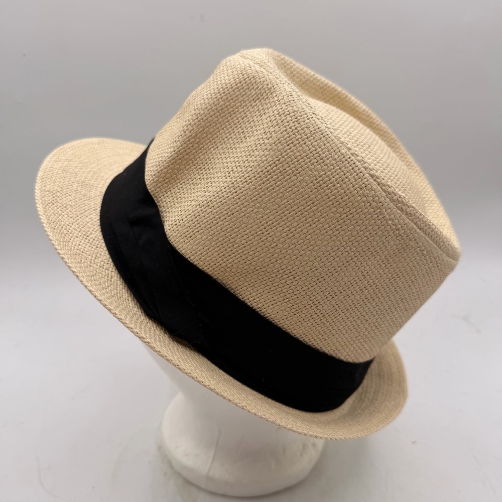 Serra Natural Paper Straw Fedora Hat with Black Band – 58 cm